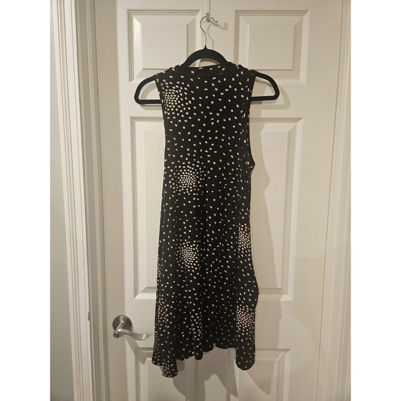 Maeve Anthropologie Lilt Swing Dress Womens Medium Black Polka Dot Sleeveless - Picture 7 of 8
